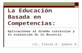 La Educación Basada en Competencias: Aplicaciones al diseño curricular y la evaluación de la docencia Lic. Flavio A. Juárez A.