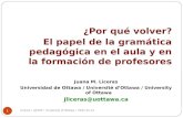 ¿Por qué volver? El papel de la gramática pedagógica en el aula y en la formación de profesores Juana M. Liceras Universidad de Ottawa / Université d’Ottawa.