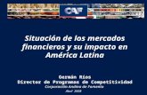 Situación de los mercados financieros y su impacto en América Latina Germán Ríos Director de Programas de Competitividad Corporación Andina de Fomento.
