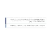 TEMA 4: CATEGORÍAS GRAMATICALES (III): LOS VERBOS LENGUA CASTELLANA Y LITERATURA – 3º ESO.