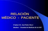 RELACIÓN MÉDICO - PACIENTE Profesor Dr. José Pedro Nucci Bioética - Facultad de Medicina de la UNT.