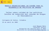 Http:// MODELO ORGANIZACIONAL EN ESPAÑA PARA EL DESARROLLO DE POLÍTICAS DE DROGAS Taller sobre calidad de las políticas locales de reducción.