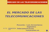 MERCADO DE LAS TELECOMUNICACIONES EL MERCADO DE LAS TELECOMUNICACIONES Ponente : Luis Armenteros Ingeniero Telecomunicación luarpi@iies.es C P S – ZARAGOZA.