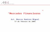 Mercados Financieros Act. Marcos Ramírez Miguel 17 de febrero de 2005.