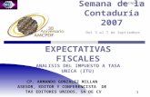Tax Capacita 1 Semana de la Contaduría 2007 Del 3 al 7 de Septiembre EXPECTATIVAS FISCALES ANALISIS DEL IMPUESTO A TASA UNICA (ITU) CP. ARMANDO GONZALEZ.