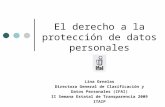 El derecho a la protección de datos personales Lina Ornelas Directora General de Clasificación y Datos Personales (IFAI) II Semana Estatal de Transparencia.