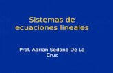 Sistemas de ecuaciones lineales Prof. Adrian Sedano De La Cruz.