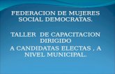 FEDERACION DE MUJERES SOCIAL DEMOCRATAS. TALLER DE CAPACITACION DIRIGIDO A CANDIDATAS ELECTAS, A NIVEL MUNICIPAL.