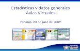Estadísticas y datos generales Aulas Virtuales Panamá, 20 de julio de 2009.
