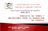 CONSULTA DE TEMAS Y MECANISMOS PARA LA RENDICION DE CUENTAS ALCALDIA MUNICIPAL DE LOS PATIOS SECRETARIA DE PLANEACION Y PROYECTOS LUIS ORLANDO SANDOVAL.