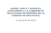 AEMRE, ADICA Y APROFEX, CONCURREN A LA COMISIÓN DE RELACIONES EXTERIORES DE LA CAMARA DE DIPUTADOS. 11 de junio de 2013.