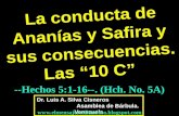 CONF. LA CONDUCTA DE ANANIAS Y SAFIRA Y SUS CONSECUENCIAS. "LAS 10 C"  HECHOS 5:1-16. (HCH. No. 5A)