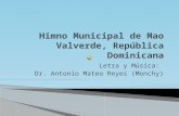 Himno Municipal de Mao, Valverde, República Dominicana