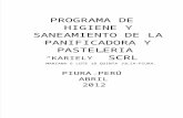 PROGRAMA DE HIGIENE Y SANEAMIENTO DE LA PANADERÍA Y PASTELERIA