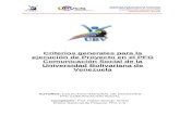 Criterios generales para la ejecución de Proyecto en el PFG Comunicación Social de la Universidad Bolivariana de Venezuela