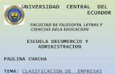 Clasificacion de las empresas PAULINA CHACHA UCE FACULTAD DE FILOSOFIA