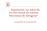 Los paneles de la exposición "50 Años de Acción Social de Cáritas Diocesana de Zaragoza"