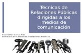 Relaciones Públicas técnicas dirigidas a medios de comunicación