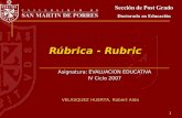 Rúbricas de evaluación - Robert A. Velásquez
