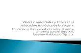 Valores universales y éticos en la educación ecológica de la escuela.