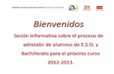 Admisión en E.S.O. y  Bachillerato curso 2012-2013