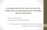 comunicación de Leoncio López-Ocón en las VIII Jornadas de institutos históricos en Badajoz, 2-4 mayo 2014
