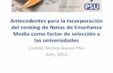 Ranking vs NEM. Información. Julio 2012