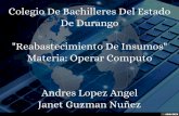 Colegio De Bachilleres Del Estado De Durango  "Reabastecimiento De Insumos" Materia: Operar Computo   Andres Lopez Angel Janet Guzman Nuñez