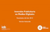 Inversión Publicitaria en Medios Digitales 2013