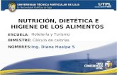 Calculo de calorias (I Bimestre - Nutricion Dietetica e Higiene de los Alimentos)
