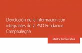 Devolución de la información con integrantes de la PSO Fundacion Campoalegria