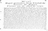 Papel periodico de la cuidad de Santafe de Bogota, Viernes 22 de avril de 1791