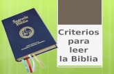 E. criterios para leer la biblia