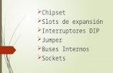 Chipset, Slots de expansión, interrumpor DIP, Jumper, Bus interno, Socket