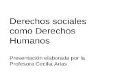 Derechos sociales como Derechos Humanos Presentación elaborada por la Profesora Cecilia Arias.