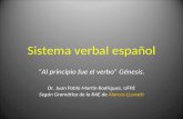 Sistema verbal español “Al principio fue el verbo” Génesis. Dr. Juan Pablo Martín Rodrigues, UFPE Según Gramática de la RAE de Alarcos LLorach.
