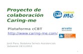 Proyecto de colaboración Caring-me Plataforma cCBT  1 Jordi Piera, Badalona Serveis Assistencials Valladolid 19/11/2014.