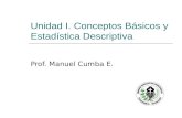 Unidad I. Conceptos Básicos y Estadística Descriptiva Prof. Manuel Cumba E.