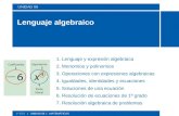 Lenguaje algebraico 1. Lenguaje y expresión algebraica 2. Monomios y polinomios 3. Operaciones con expresiones algebraicas 4. Igualdades, identidades y.