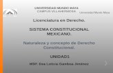 UNIVERSIDAD MUNDO MAYA CAMPUS VILLAHERMOSA Licenciatura en Derecho. SISTEMA CONSTITUCIONAL MEXICANO. Naturaleza y concepto de Derecho Constitucional. UNIDAD1.