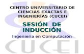 SESIÓN DE INDUCCIÓN CENTRO UNIVERSITARIO DE CIENCIAS EXACTAS E INGENIERÍAS (CUCEI) Ingeniería en Computación.