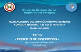 TEMA «PRINCIPIO DE INSCRIPCIÓN» Abog y N.P. Lourdes E. González Pereira Directora General XXVII ENCUENTRO DEL COMITÉ LATINOAMERICANO DE CONSULTA REGISTRAL.