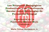 Los Proyectos Pedagógicos Productivos y de Convivencia Escolar como Estrategias de Formación Integral Experiencia de La Fundación Manuel Mejía - Colombia.