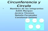 Circunferencia y Círculo Nombres de las integrantes Edith Maripan Javiera Yévenes Natalia Fernández Constanza Salinas.