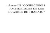 Anexo III “CONDICIONES AMBIENTALES EN LOS LUGARES DE TRABAJO”