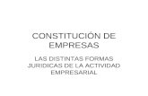 CONSTITUCIÓN DE EMPRESAS LAS DISTINTAS FORMAS JURIDICAS DE LA ACTIVIDAD EMPRESARIAL.
