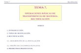Tema 7 Rectificación TEMA 7. OPERACIONES BÁSICAS DE TRANSFERENCIA DE MATERIA: RECTIFICACIÓN INDICE 1. INTRODUCCIÓN. 2. TIPOS DE DESTILACIÓN. 3. RECTIFICACIÓN.