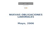 NUEVAS OBLIGACIONES LABORALES Mayo, 2006. Temas a tratar: I.Planillas Electrónicas II.Control de Asistencia de los Trabajadores III. Nuevo procedimiento.