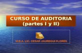 CURSO DE AUDITORIA (partes I y II) M.B.A. LIC. CESAR JAUREGUI FLORES M.B.A. LIC. CESAR JAUREGUI FLORES.