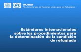 ACNUR Alto Comisionado de Naciones Unidas para los Refugiados Estándares internacionales sobre los procedimientos para la determinación de la condición.